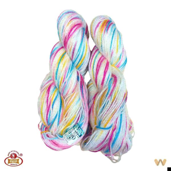 Oswal Micro Rangoli Wool - Multi White Pink blue yellow white